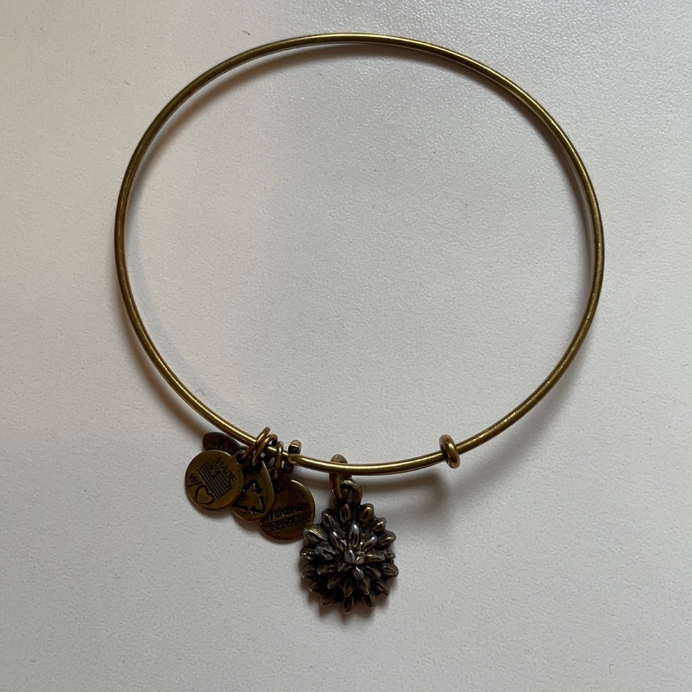 Alex & Ani Exandable Bangle With Flower Charm